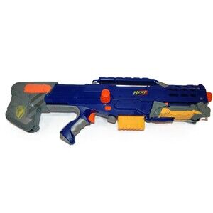 LONGSHOT NERF GUN CS6 N STRIKE SNIPER RIFLE GUN BLUE YELLOW 2006 - HASBRO TESTED